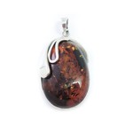 Dark Amber Oval with Sterling Silver Setting